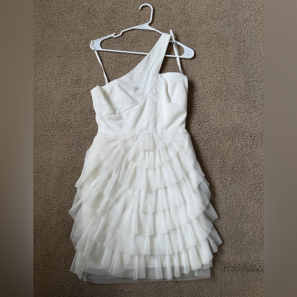 BCBGMaxAzria Ivory One Shoulder Dress